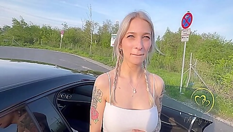 German Fairybond Public Sex Tour At Autobahn - Fucked By Benz Amg